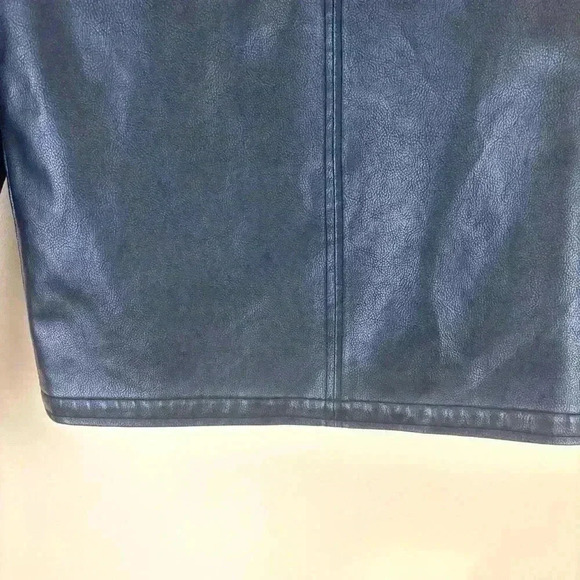 Guess Men Black Faux Leather Double Zip Hooded Coat Moto Bomber Jacket Size S - Picture 10 of 16